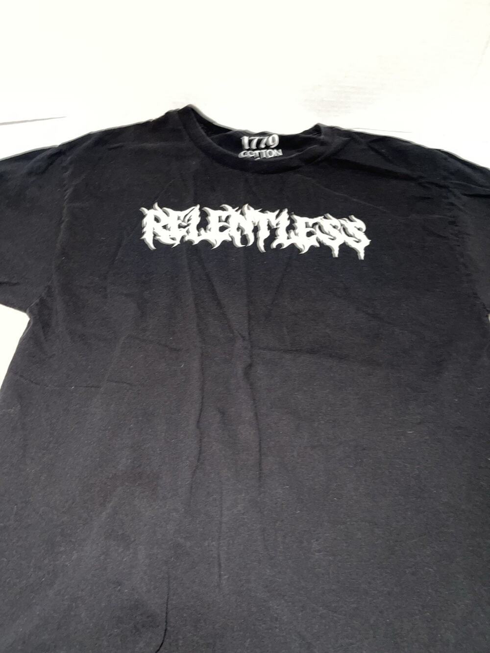 Unisex Black Graphic T-Shirt Relentless Cotton Streetwear Size L